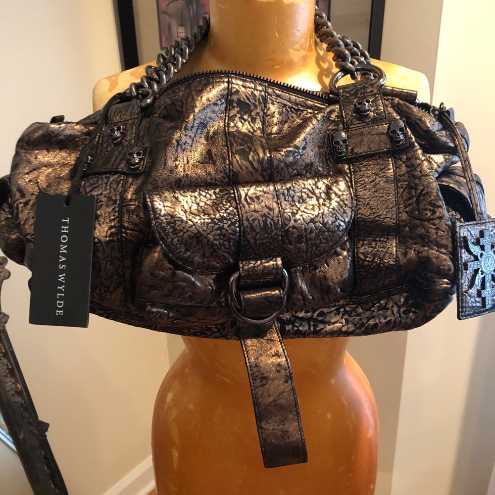 RARE Thomas Wylde bronze leather shoulder bag - Picture 3 of 12